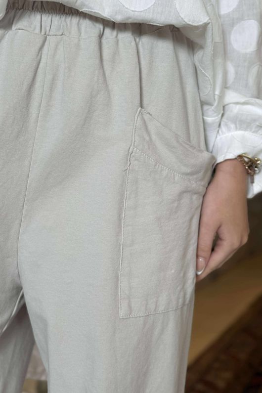 Made in Italy Lagenlook Shelby Cocoon Pant Stone 